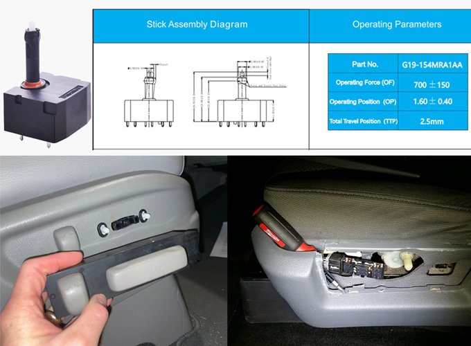 Power seat adjustment mechanism with position switch